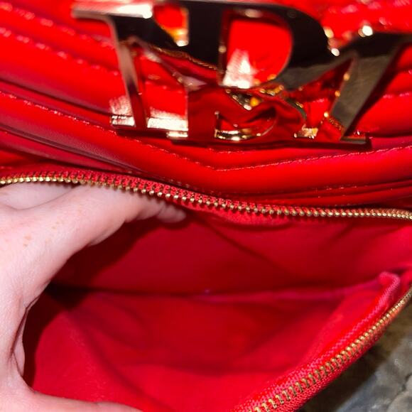 Badgley Mischka Backpack Red Studded Quilted Mini New With Tags - Picture 7 of 9